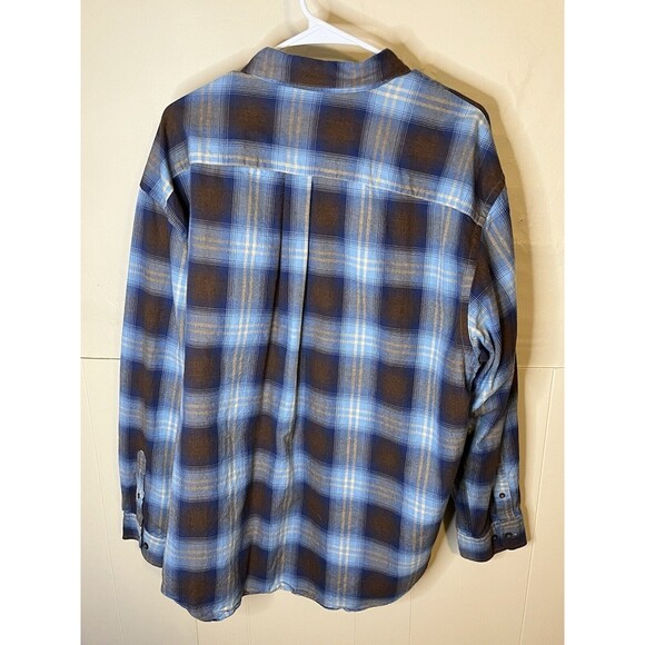 St. John's Bay Men's 2XL Blue Check Button Up Long Sleeve Shirt Easy Care Cotton - Picture 6 of 6
